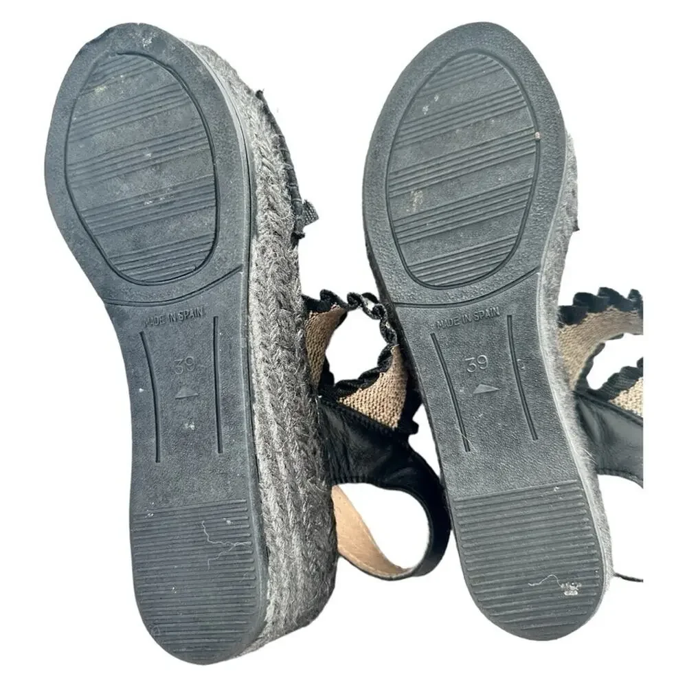 Juncal Aguirre - Mica Black Platform Espadrille Sandals Wedges